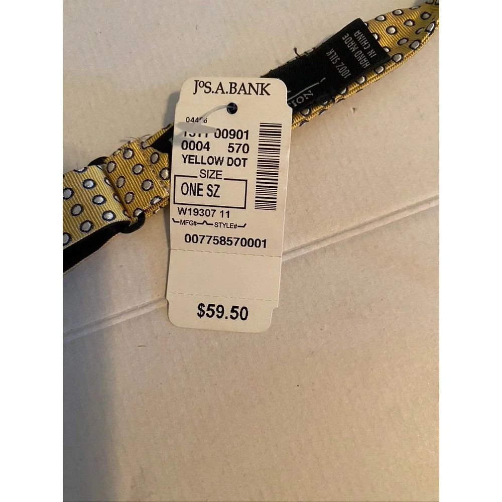 Jos. A. Bank Executive Collection Mens Yellow Silk Dot Self-Tie Bow Tie NWT